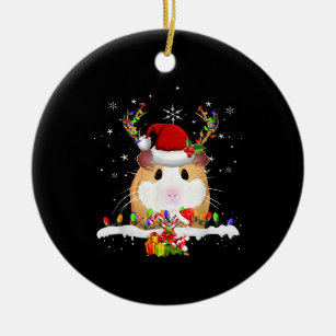 Guinea Pig Christmas Reindeer Christmas Lights Ceramic Tree Decoration
