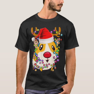 Guinea Pig Christmas Reindeer Christmas Lights Paj T-Shirt