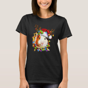 Guinea Pig Christmas Reindeer Christmas Lights Paj T-Shirt