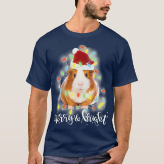 Guinea Pig Christmas Santa Merry amp Bright Guinea T-Shirt