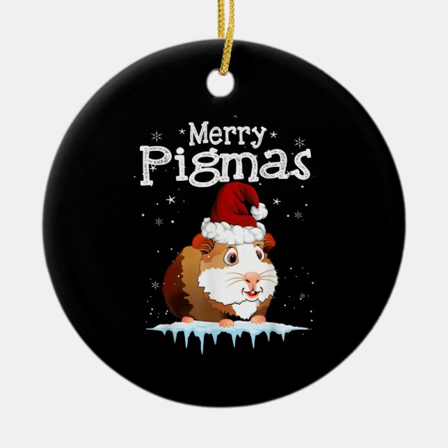 Guinea Pig Christmas Tree Ceramic Tree Decoration (Front)