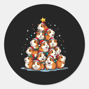 Guinea Pig Christmas Tree Funny Cavy Holiday Classic Round Sticker
