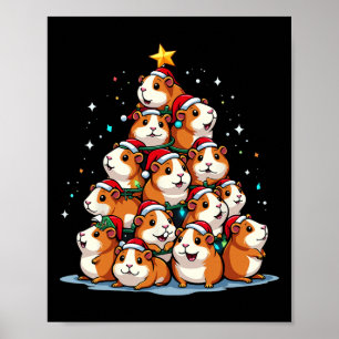 Guinea Pig Christmas Tree Funny Cavy Holiday  Poster
