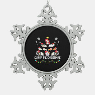 Guinea Pig Christmas Tree   Funny Guinea Pig Lover Snowflake Pewter Christmas Ornament