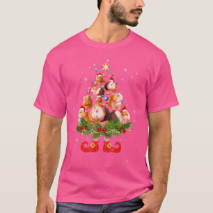 Guinea Pig Christmas Tree Lights Cute Santa Hat Lo T-Shirt