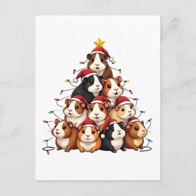 Guinea Pig Christmas Tree Merry Christmas Xmas Invitation Postcard (Front)