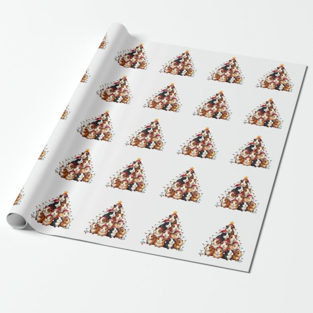 Guinea Pig Christmas Tree Merry Christmas Xmas Wrapping Paper (Unrolled)