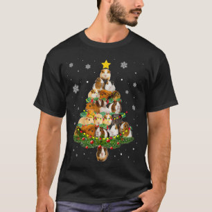 Guinea Pig Christmas Tree Santa Hat xmas Lights Pa T-Shirt
