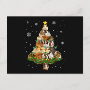 Guinea Pig Christmas Tree Santa Hat Xmas Lights Postcard