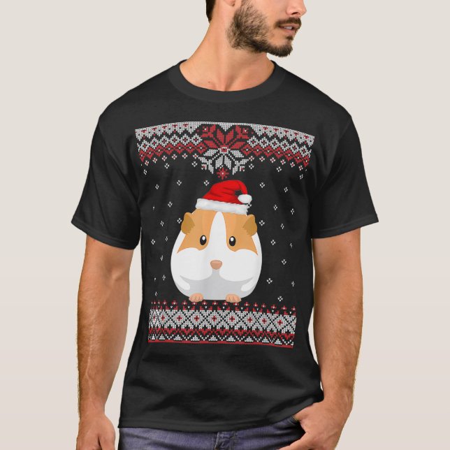 Guinea Pig Christmas   Ugly Xmas Gift  T-Shirt (Front)