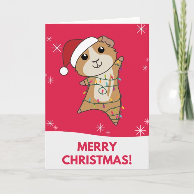 Guinea Pig Christmas Winter Animals Card (Front)
