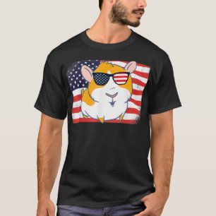 Guinea Pig Dad Mum American Flag 4th of July USA T-Shirt