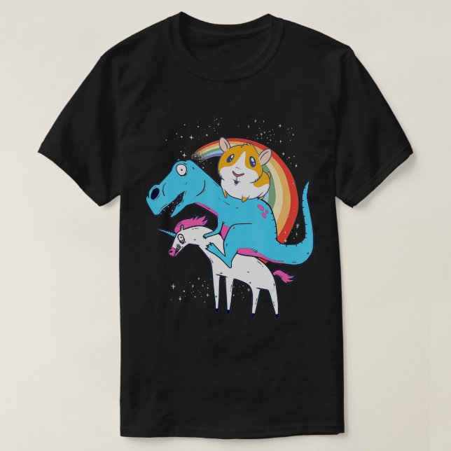 Guinea Pig Dinosaur Riding Unicorn Kids Men Rainbo T-Shirt (Design Front)