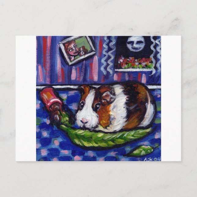 Guinea pig eats mum's plant postcard (Front)