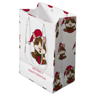 Guinea Pig First Christmas Cute Pet Personalised Medium Gift Bag