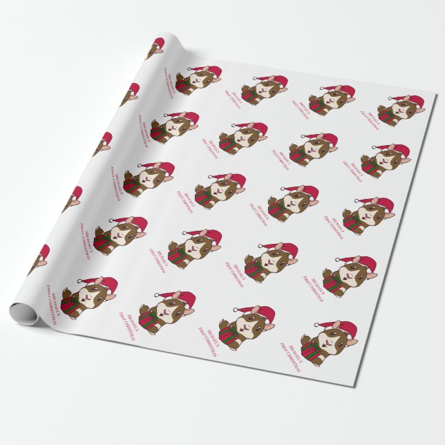 Guinea Pig First Christmas Holiday Personalised Wrapping Paper (Unrolled)