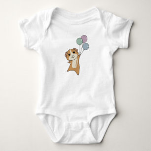 Guinea Pig Flies With Balloons Cute Animals Baby Bodysuit