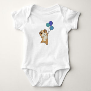 Guinea Pig Flies With Balloons Cute Animals Baby Bodysuit