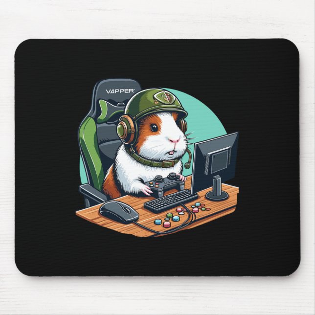Guinea Pig Gamer Playing Video Game Wildlife Anima Mouse Mat (Front)