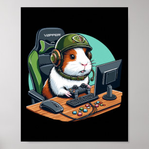 Guinea Pig Gamer Playing Video Game Wildlife Anima Poster