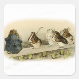 “Guinea Pig Garden” by Beatrix Potter Square Sticker