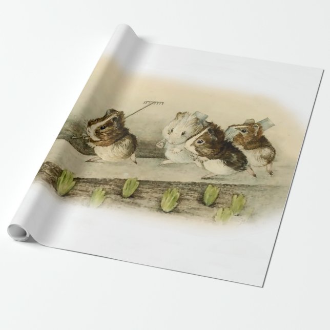 “Guinea Pig Garden” by Beatrix Potter Wrapping Paper (Unrolled)
