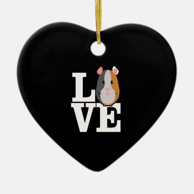 Guinea Pig Gift | Love Guinea Pig Gifts Ceramic Tree Decoration (Front)