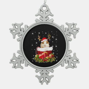 Guinea Pig Gift   Merry Christmas Guinea Pig Snowflake Pewter Christmas Ornament