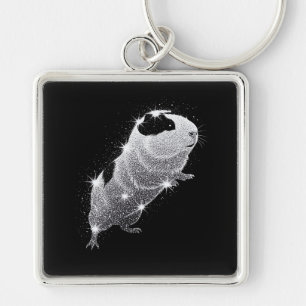 Guinea pig glittering keyring