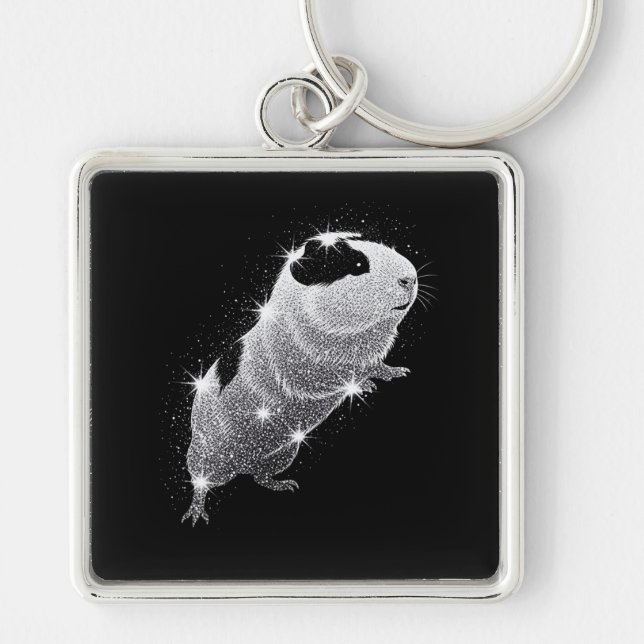 Guinea pig glittering keyring (Front)