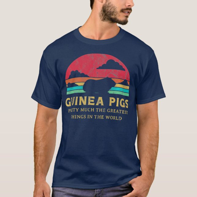 Guinea Pig Greatest Thing Retro Sunset Pet T-Shirt (Front)