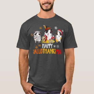 Guinea Pig Halloween And Christmas Happy Hallothan T-Shirt