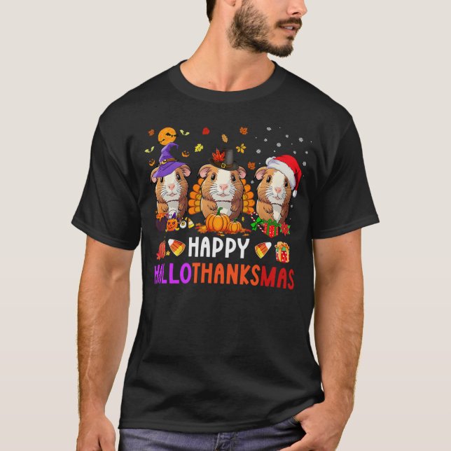 Guinea Pig Halloween Merry Christmas Happy HalloTh T-Shirt (Front)