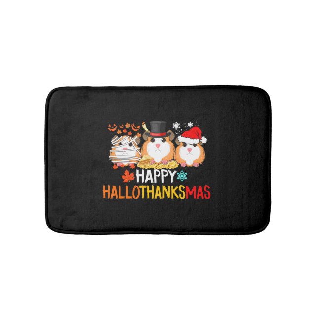 Guinea Pig Halloween Thanksgiving Christmas Bath Mat (Front)