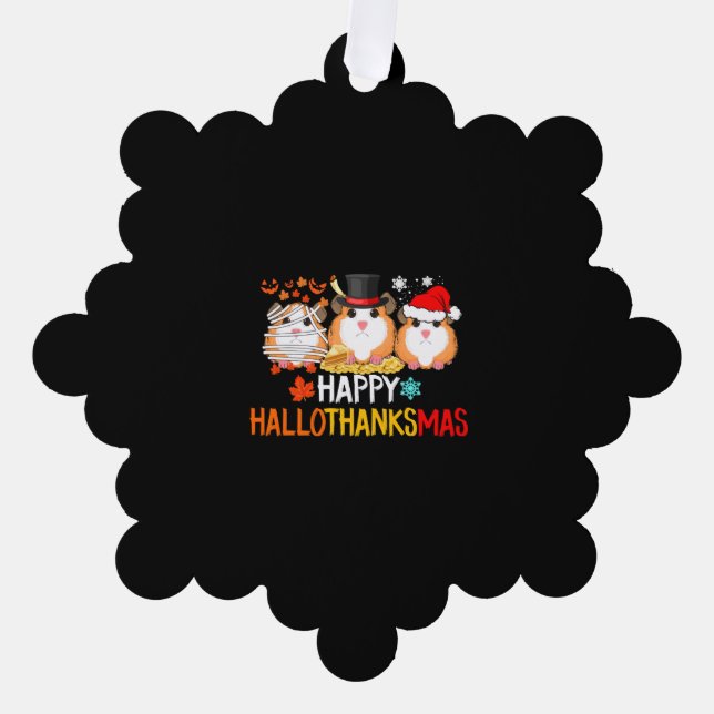 Guinea Pig Halloween Thanksgiving Christmas Tree Decoration Card (Front)