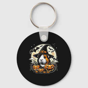Guinea Pig Halloween Witch Art Key Ring
