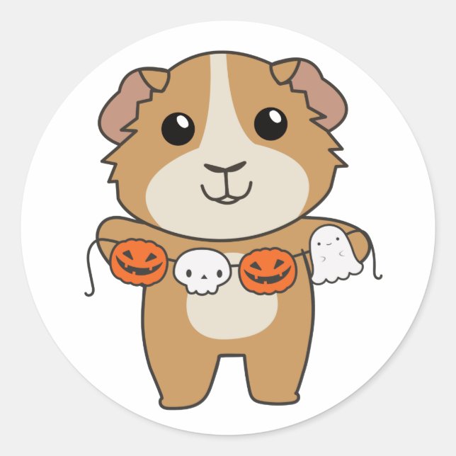 Guinea Pig Happy Halloween Pumpkin Costume Classic Classic Round Sticker (Front)