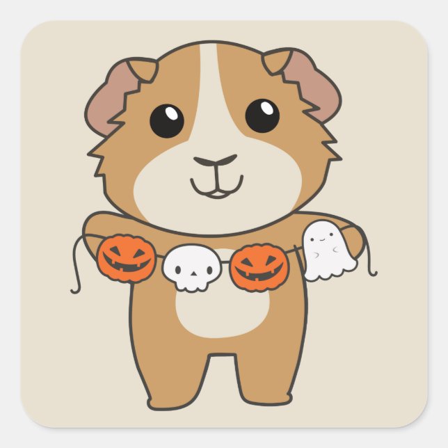 Guinea Pig Happy Halloween Pumpkin Costume Square  Square Sticker (Front)