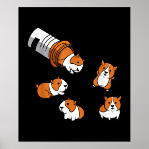 Guinea Pig Happy Pills Guinea Pig Guinea Pig Gift Poster