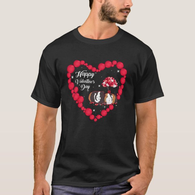 Guinea Pig Happy Valentine's Day Heart Balloons Pu T-Shirt (Front)