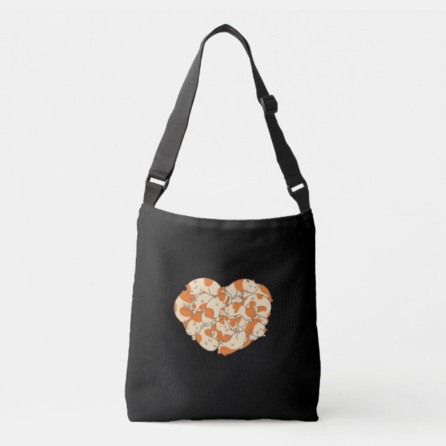 Guinea Pig Heart Love | Cute Baby Guinea Pig Crossbody Bag (Front)