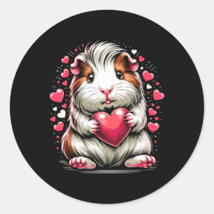 Guinea Pig Holding Heart Valentine's Day Cute Vale Classic Round Sticker