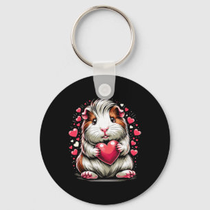 Guinea Pig Holding Heart Valentine's Day Cute Vale Key Ring