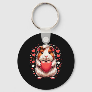 Guinea Pig Holding Heart Valentine's Day Cute Vale Key Ring