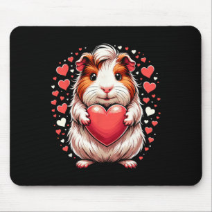 Guinea Pig Holding Heart Valentine's Day Cute Vale Mouse Mat