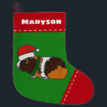 Guinea Pig in Santa Hat Personalised Large Christmas Stocking<br><div class="desc">This cute guinea pig is all ready for Christmas with his Santa hat and festive scarf. This stocking is ready to be personalised with a name at the top in bold white lettering.</div>