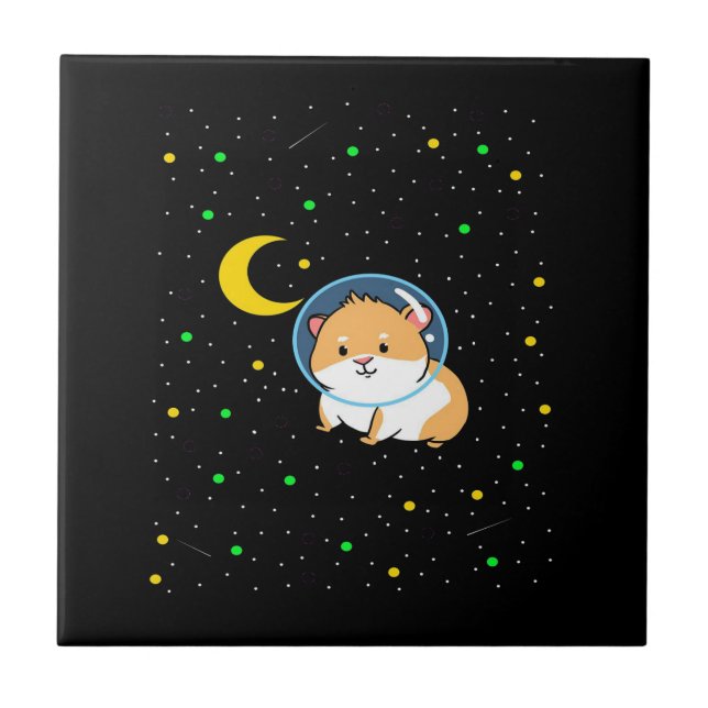 Guinea Pig In Space | Cute Astronomy Guinea Pig Tile (Front)