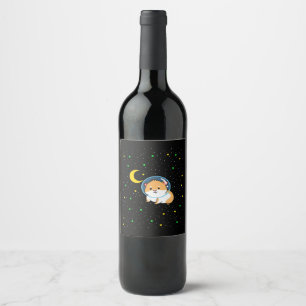 Guinea Pig In Space Cute Astronomy Guinea Pig Wine Label