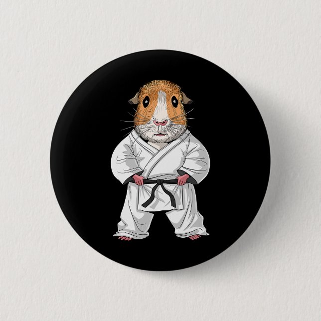 Guinea Pig Karate Ninja Jiu-jitsu Taekwondo Martia 6 Cm Round Badge (Front)