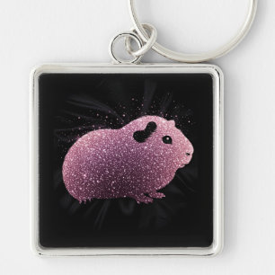 Guinea Pig Keyring Pink Sparkle
